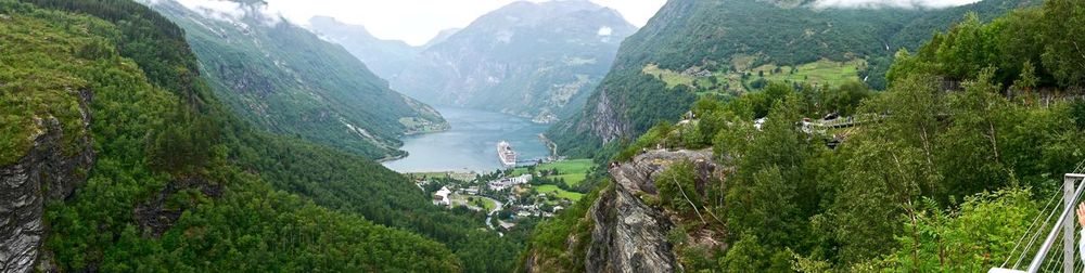 High angle view of valley and mountains