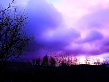 Low angle view of silhouette trees against sky at sunset