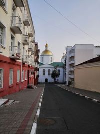 Road along buildings