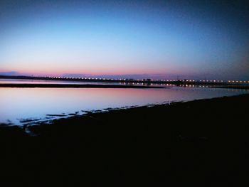 Scenic view of calm sea at dusk