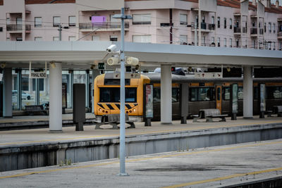 View of train in city