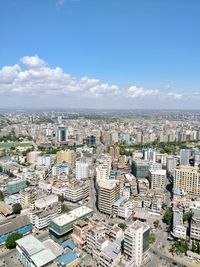 High angle view of cityscape against sky