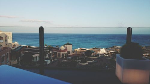 Scenic view of sea against clear sky