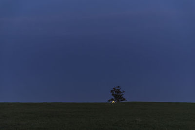 Scenic view of field against clear sky