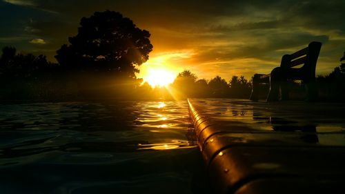 Scenic view of sunset over river