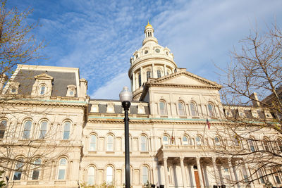 Close-up to the building of the city hall of baltimore, maryland, united states.
