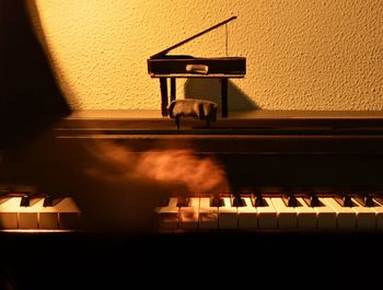 Close-up of piano keys on wall