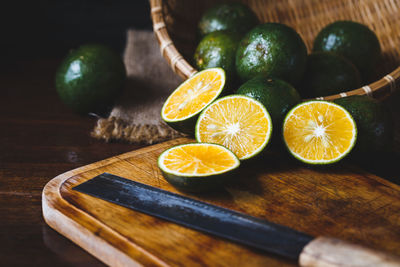 Close-up of fruits on table
