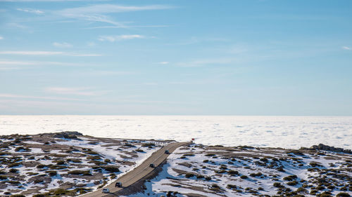 High angle view of beach against sky
