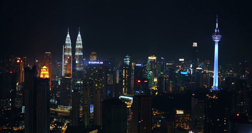 Illuminated buildings in city at night ,kuala lumpur ,malaysia