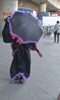 Woman wearing a funny costume outdoors