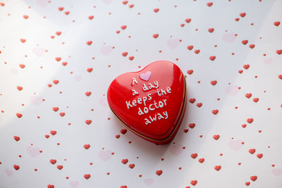 Close-up of heart shape on table