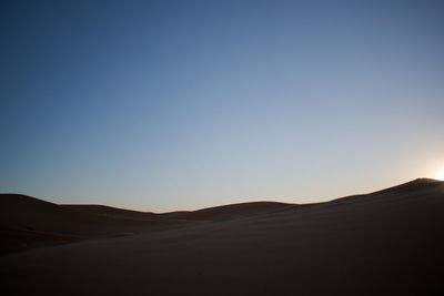 Scenic view of silhouette landscape against clear sky during sunset