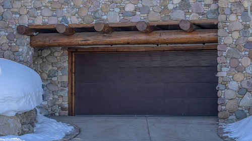 Closed door of building