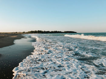 Scenic view of sea against clear sky