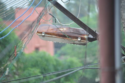 Close-up of raindrops on glass window
