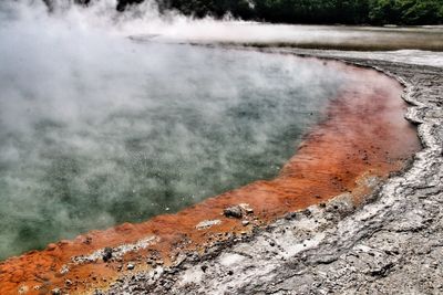 High angle view of hot spring