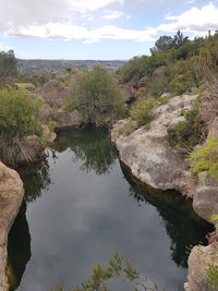 Scenic view of lake against sky