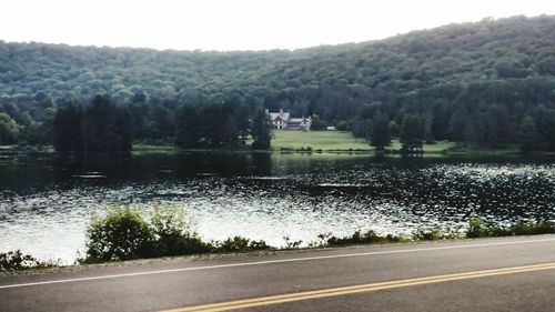 Reflection of trees in calm lake