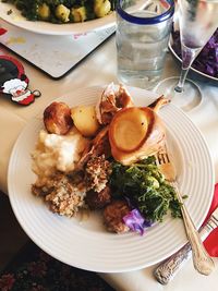 Close-up of food in plate on table