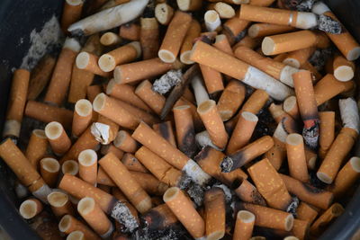 Close-up of cigarette butts