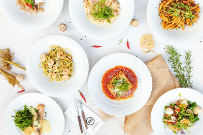 High angle view of food on table
