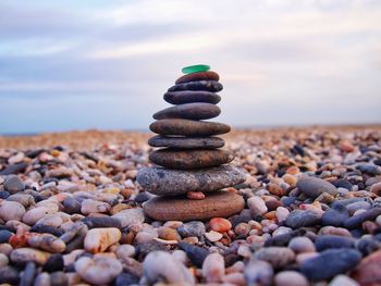 Surface level of pebbles on beach