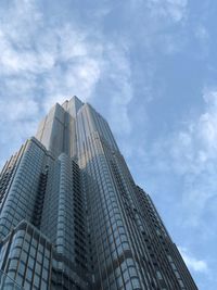 Low angle view of modern building against sky