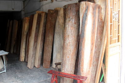 Close-up of objects in row
