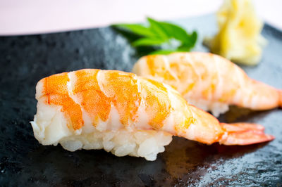 Close-up of sushi on plate