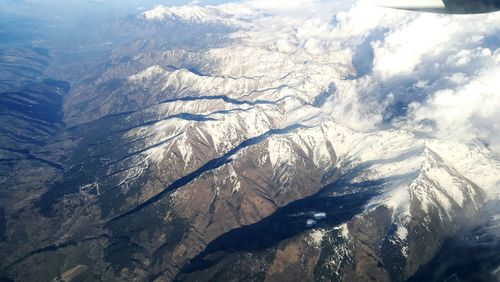 High angle view of snow covered mountain