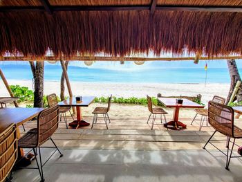 Chairs and tables on beach