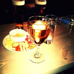 Close-up of wine glass on table