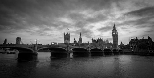 Westminster bridge over thames river against sky