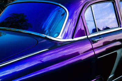 Close-up of blue car window