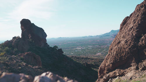 Scenic view of rocky mountains against sky