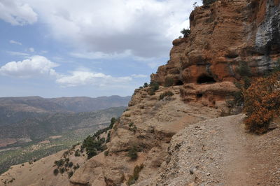 Scenic view of rocky mountains against sky