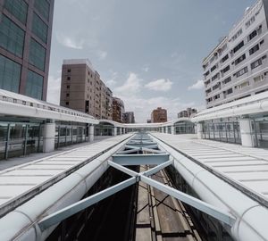 Modern buildings against sky in city