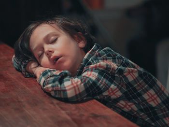 Portrait of boy relaxing at home