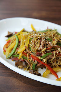 Close-up of meal served in plate