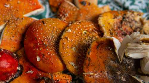 Close-up of meat on barbecue grill