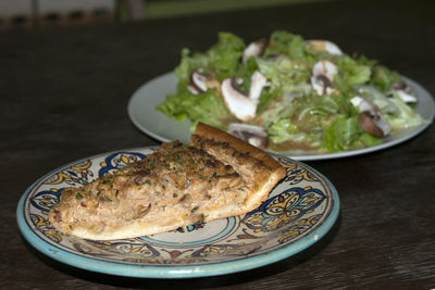 Close-up of served food in plate