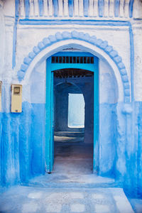 Closed door of building