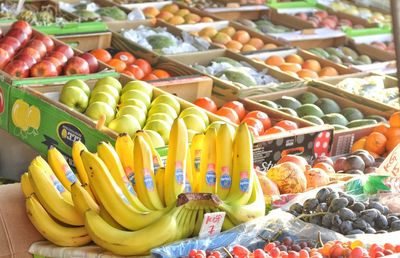 Various fruits for sale at market stall