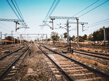 Railroad tracks against sky