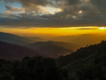 Scenic view of landscape against sky during sunset