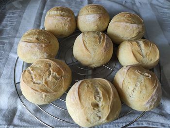 High angle view of eggs on table