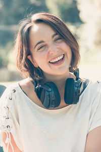 Portrait of young woman with eyes closed