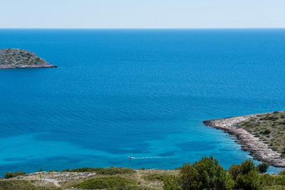 High angle view of sea against clear sky