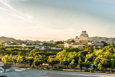 View of trees and buildings against sky